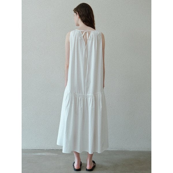cotton shirring dress (white)