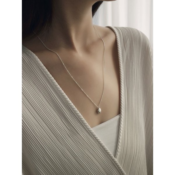 [925silver] PEBBLE PENDANT LONG NECKLACE (2COLOR)