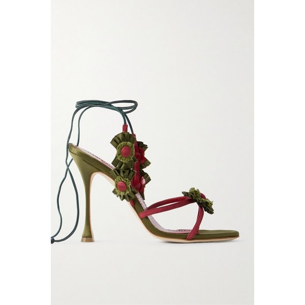 팔리쏘트 가죽 트림 아플리케 그로스그레인 새틴 샌들 46376663162925880