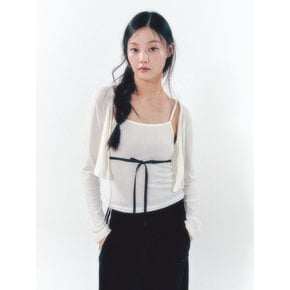 Knit Ribbon Shirring Top Set Ivory