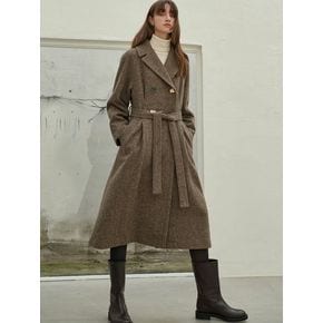 TWEED DOUBLE PIN-TUCK COAT_MOCHA