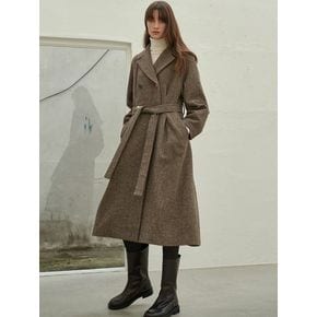 TWEED DOUBLE PIN-TUCK COAT_MOCHA