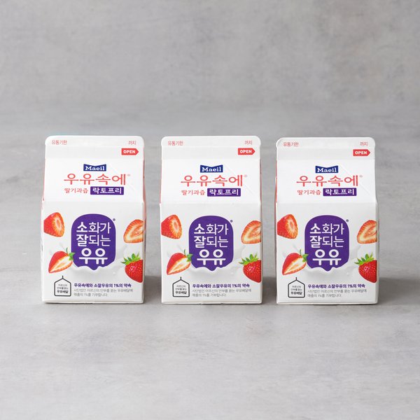 우유속에 딸기과즙 300ml 3입 기획