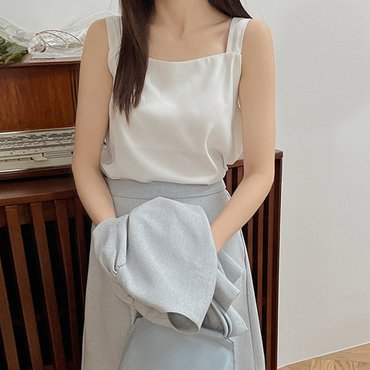 핫핑 더나잇 슬리브리스 스퀘어넥 블라우스 H_BLO0322