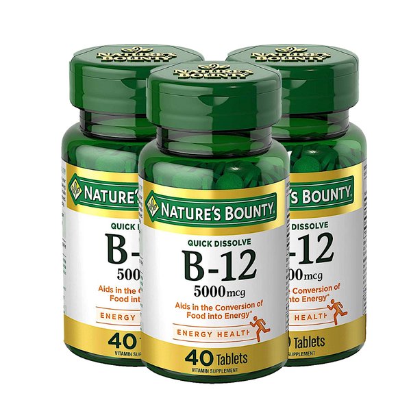 네이쳐스 바운티 퀵 디졸브 비타민B12 5000mcg Natures Bounty B12 40정 3개