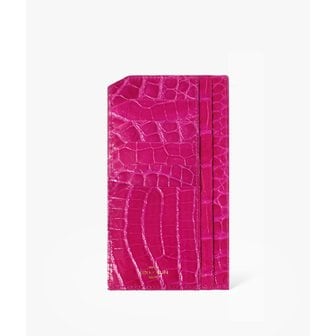 그로칼랭 플랫 롱 악어가죽 지갑 핫핑크 지폐,카드 수납 / Flat long crocodile leather wallet Hotpink