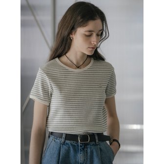 노운베러 Ringer ribbed Stripe T-shirt_Gray