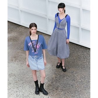 에고이스트 [시흥점] 여성 걸고리 테이프 포인트 프린트 반팔 티셔츠 (ES2CH860)