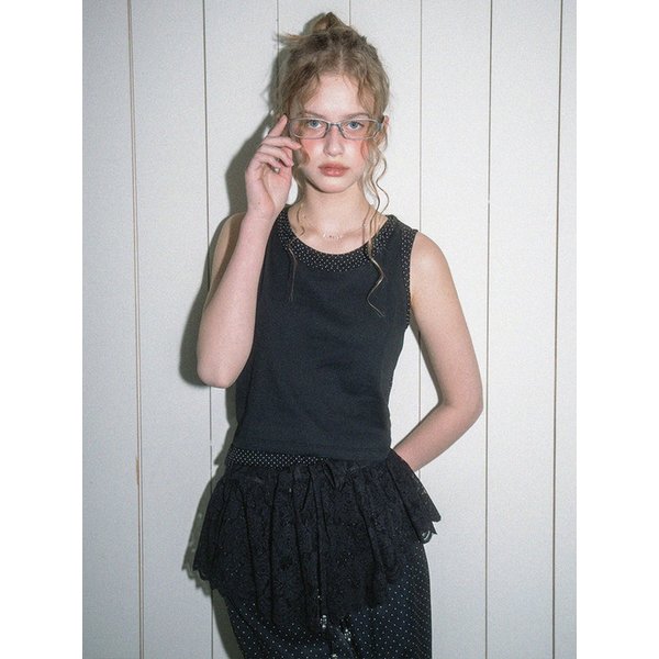 Lace mini skirt-Black