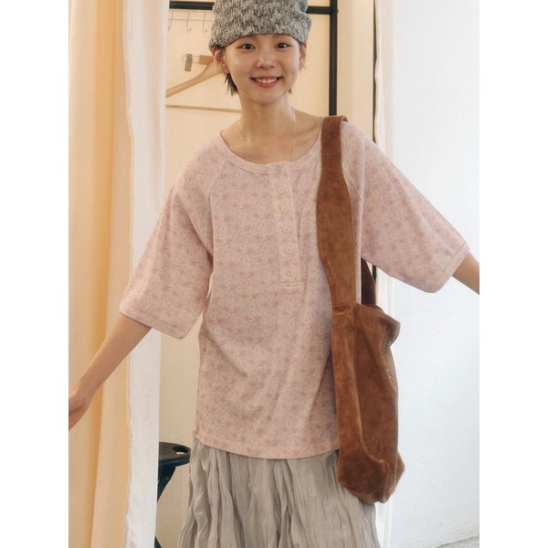 Baby Flower Henley Neck Tee