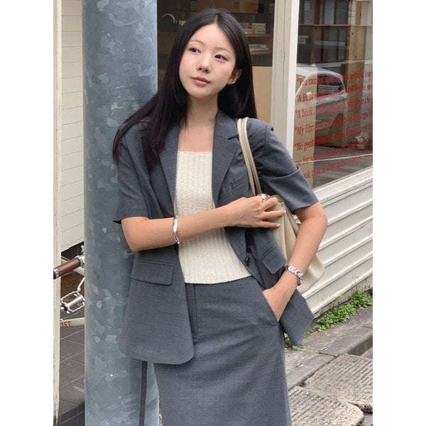 [이태리 울] Summer Wool Belted Half Sleeve Jacket_2color