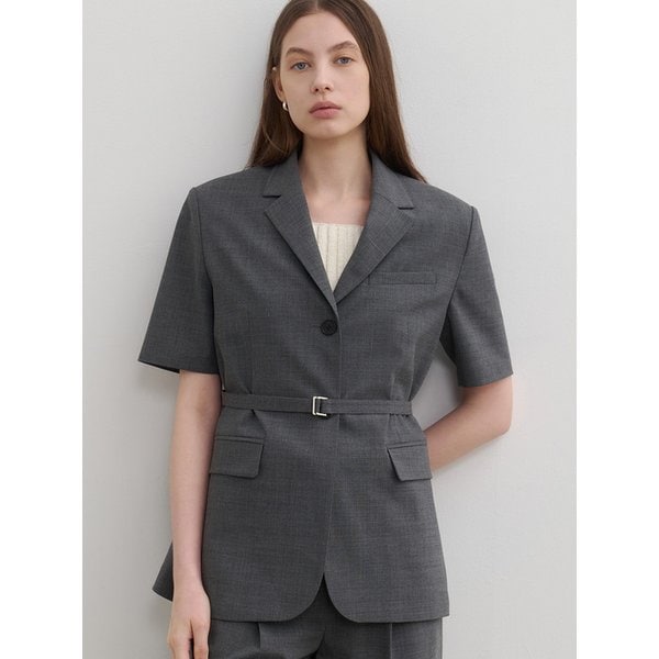 [이태리 울] Summer Wool Belted Half Sleeve Jacket_2color