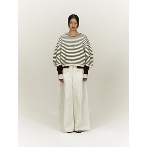 STRIPE BALLOON SLEEVE KNIT TOP [STRIPE]