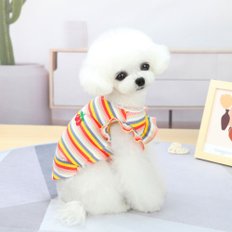 강아지 프릴나시 체리 사계절 스트라이프 귀여운 공주옷