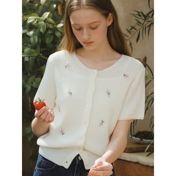 G Blossom Linen Cardigan_Ivory