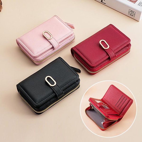 [옷자락] 여성 클래식 지퍼 컬러 메탈버클 사각 미니 지갑