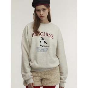 Penguin Embroidery Sweatshirt_Oatmeal