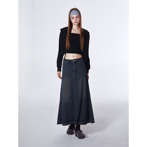 Vintage Denim Maxi Skirt (DARK INDIGO)