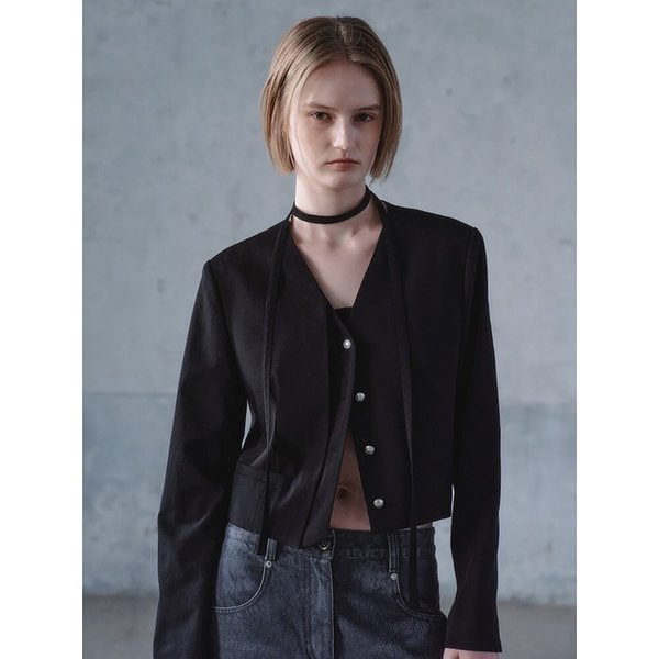 Strap Detail Short Jacket  Black (KE6311M025)