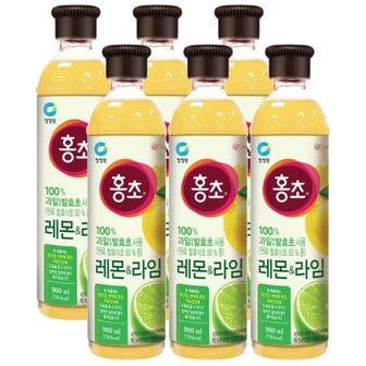  대상 청정원 홍초 레몬라임 900ml x 6개