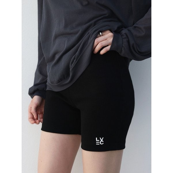 Essential rib biker short - BLACK