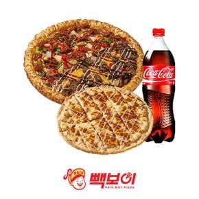 [반반스틱세트]열탄불고기 피자½L+필리치즈불고기 피자½L+빽보이연유스틱+콜라1.25L