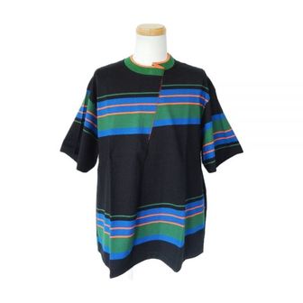 KOLOR 23SCM-T04203 - B Tops (애시메트리 스트라이프 반팔 티셔츠)