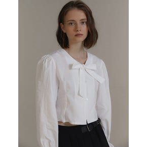 ANC CROP RIBBON BLOUSE_WHITE