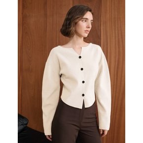 YY_Slit neck solid color cardigan_IVORY