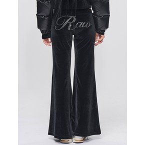 Cubic Logo Velvet Boots-cut Pants Black