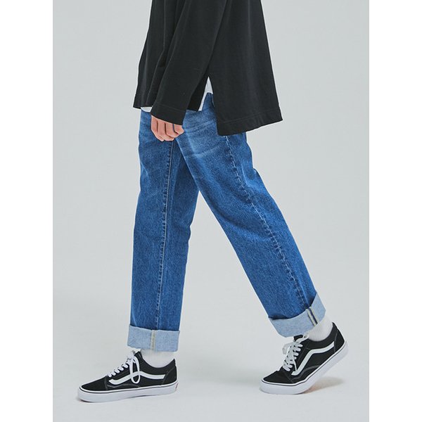 IN0072 플레인 아이스 미드 블루 워싱 와이드