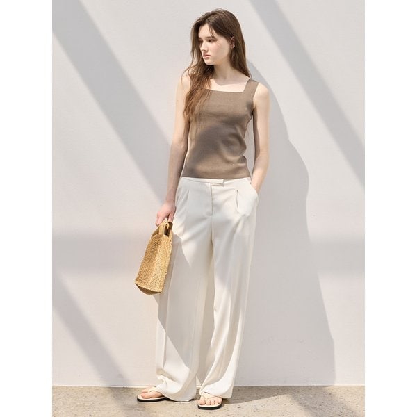 Classic Square Neck Knit Top_Mocha Brown