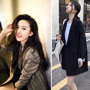 더블 체크 자켓 정장 점퍼 코트 아우터 여성 여자