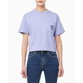 여성 박시 CK 크레스트 크롭 포켓 반팔 티셔츠(47B847G)