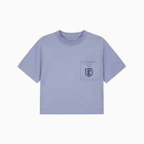 여성 박시 CK 크레스트 크롭 포켓 반팔 티셔츠(47B847G)
