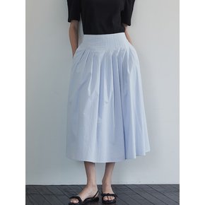 Tuck pleats long skirt - Light blue