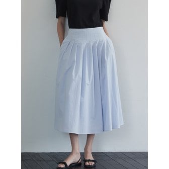 비뮤즈맨션 Tuck pleats long skirt - Light blue