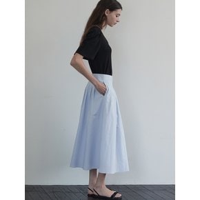 Tuck pleats long skirt - Light blue