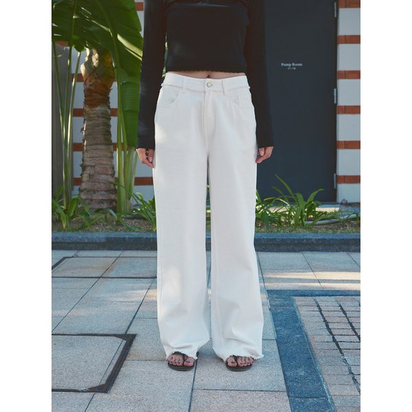 RAW CUT DENIM PANTS (WHITE)