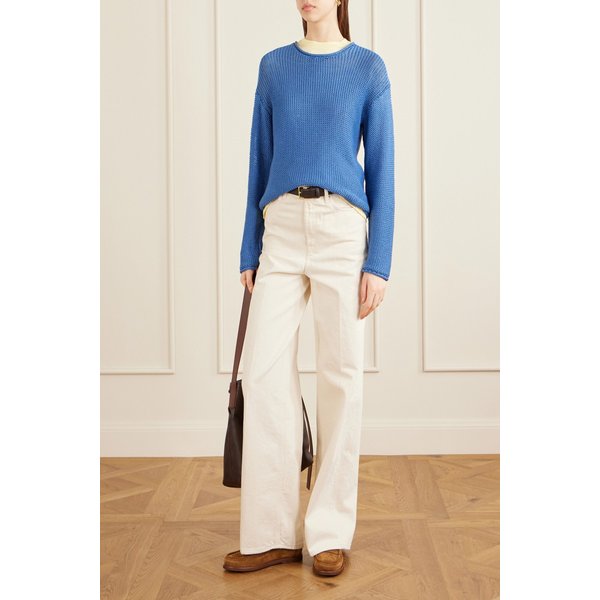 리셋 벤 오픈 니트 코튼 스웨터 블루 46376663163028163