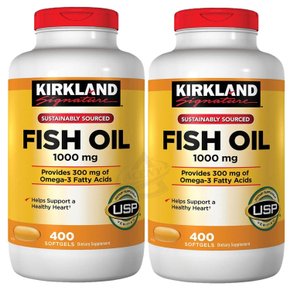 Kirkland 커클랜드 피쉬 오일 1000mg 400소프트젤 2병