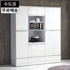 다엘 주방 수납장 세트 렌지장 부엌장 하이그로시 넓은 속깊은 다이(1600/화이트)