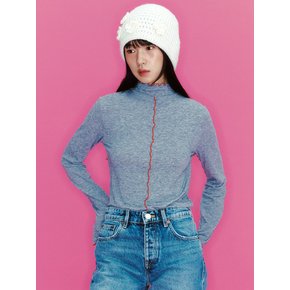 Color Block Interlock Turtleneck_gray