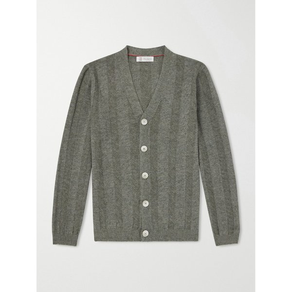 브루넬로쿠치넬리 스트라이프 니트 리넨 코튼 블렌드 가디건 46376663163115439