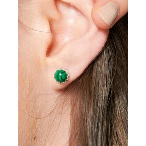 Malachite Big Dot Silver Earring Ie339 [Silver]