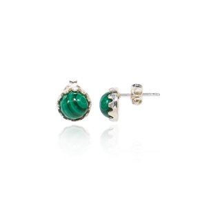 Malachite Big Dot Silver Earring Ie339 [Silver]