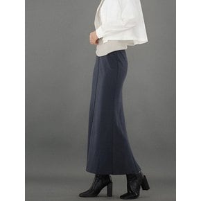 Back Slit Bending Long Skirt _Navy