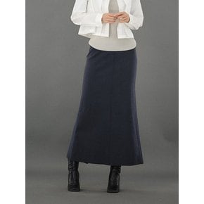 Back Slit Bending Long Skirt _Navy