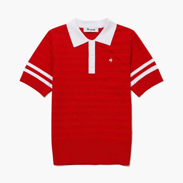 [여주점] 여성 라인 포인트 반팔 카라 스웨터 GR222LKP51 RED0