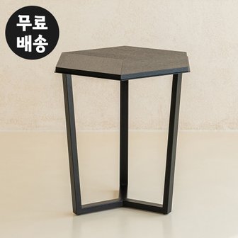 벤티스가구 엔지 무늬목 육각 카페 사이드 테이블 티 탁자 커피 베드 침대 테이블 미니(500)